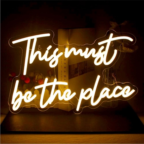 Cursive Text White Neon This Must Be The Place Wedding Party Birthday LED Light